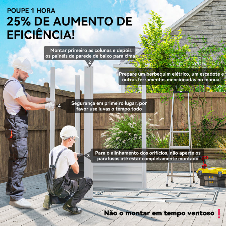 Abrigo de Jardim Exterior 2,36m² 213x120x194 cm Abrigo de Exterior com Base Reforçada (Piso NÃO Incluído) Portas de Correr Duplas Fechadura Janelas Verde Claro