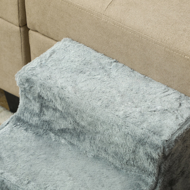 Escada para Animais de Estimação com 3 Degraus 2 em 1 com Capa Removível e Lavável Escada para Cães Gatos 35x46x35 cm Cinza
