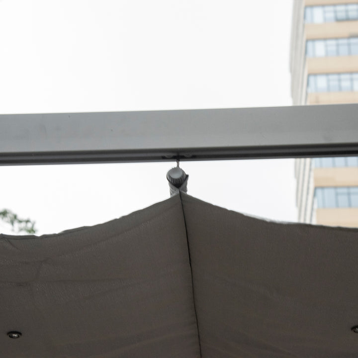 Pérgola de Jardim 300x300x223 cm com Toldo de Poliéster Retrátil e Estrutura de Alumínio para Exterior Pátio Cinzento