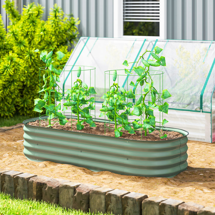 Caixa de Plantio de Exterior Grande em Aço Galvanizado para Cultivo de Plantas Floreira Exterior com Bordas de Segurança Montagem Fácil Resistente às Intempéries 150x62x30 cm Verde