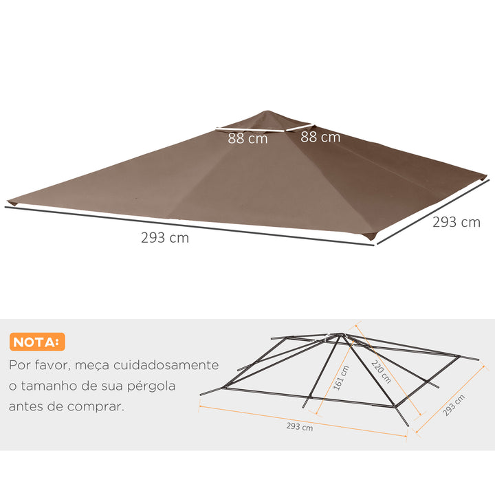Toldo de substituição de 3 x 3 m para barraca de jardim gazebo ao ar livre com 8 orifícios de drenagem e ventilação marrom