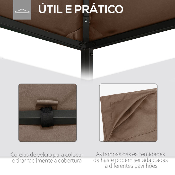 Toldo de substituição de 3 x 3 m para barraca de jardim gazebo ao ar livre com 8 orifícios de drenagem e ventilação marrom