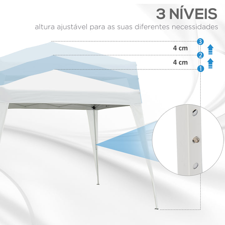 Tenda Dobrável 297x297x250 cm Tenda para Jardim Campismo Festas Eventos Aço e Oxford Branco