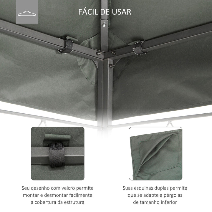 Toldo de Substituição 4x3m para Pérgola de Jardim 2 Níveis Respirável com 10 Orifícios de Drenagem Cobertura de Substituição de Pérgola Exterior Cinza