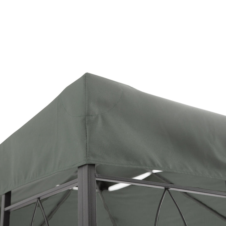 Toldo de Substituição 4x3m para Pérgola de Jardim 2 Níveis Respirável com 10 Orifícios de Drenagem Cobertura de Substituição de Pérgola Exterior Cinza