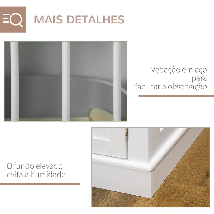 Gaiola para Cães com Mesa Auxiliar Casa para Animais de Estimação Moderna com 3 Portas Francês e Fecho Magnético para Cães Pequenos 78x53x59,3 cm Branco