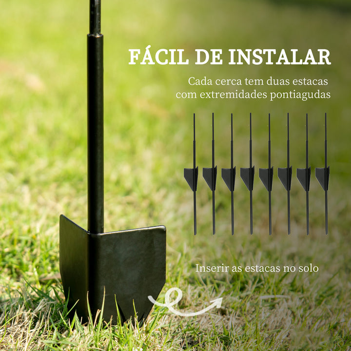 Cercas de Jardim de 4 Painéis 88x110 cm Cercas de Jardim Metálicas Cercas Decorativas com Ângulo Ajustável para Pátio Terraço Preto
