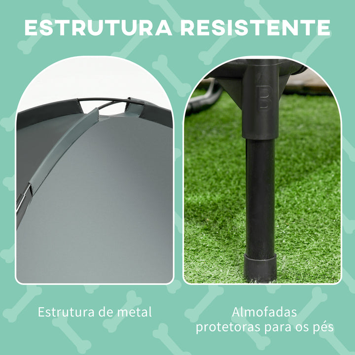 Cama portátil elevada para animais de estimação com toldo removível tecido respirável para interior e exterior 76x61x76 cm cinza