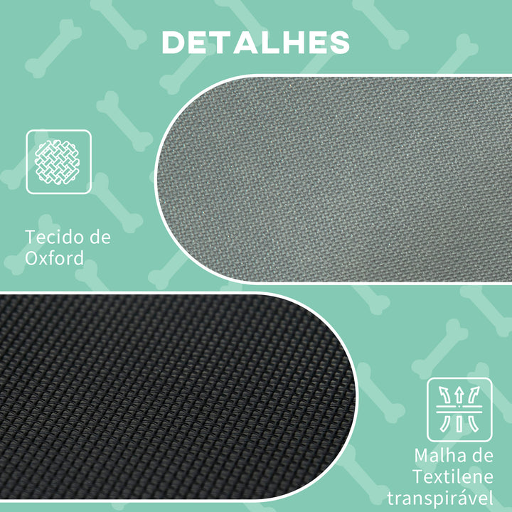 Cama portátil elevada para animais de estimação com toldo removível tecido respirável para interior e exterior 76x61x76 cm cinza