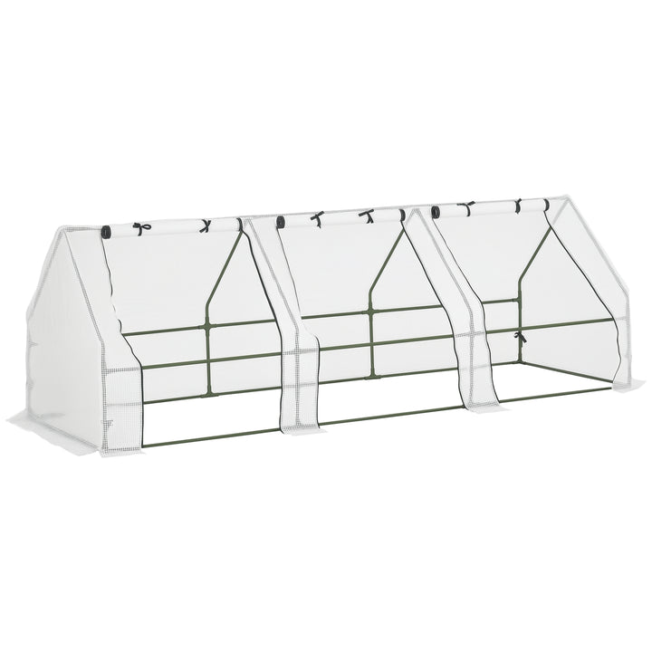 Estufa de Jardim Terraço 270x90x90 cm Tipo Casa Tubo de Aço com 3 Janelas Estufa Pequena para Cultivo de Plantas Branco Translúcido
