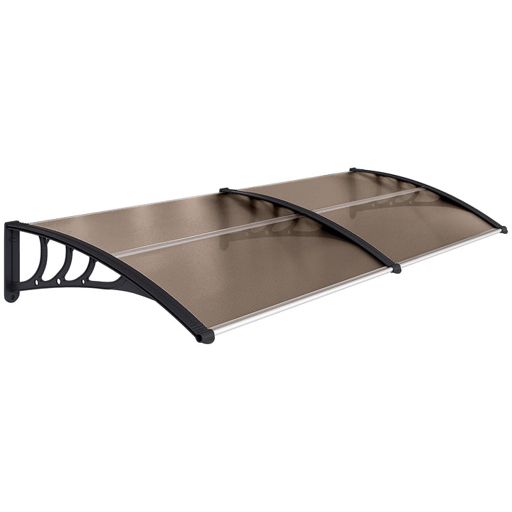 Marquise para Portas e Janelas 195x75x23 cm Marquise com Proteção para Sol e Chuva com Painéis de Policarbonato Marrom