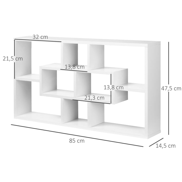 Decorativa Prateleira Conjunto de 8 Prateleiras Prateleiras de Livros Prateleiras Flutuantes Cubos Modernos 85x14.5x47.5 cm de carga 20 kg De Madeira