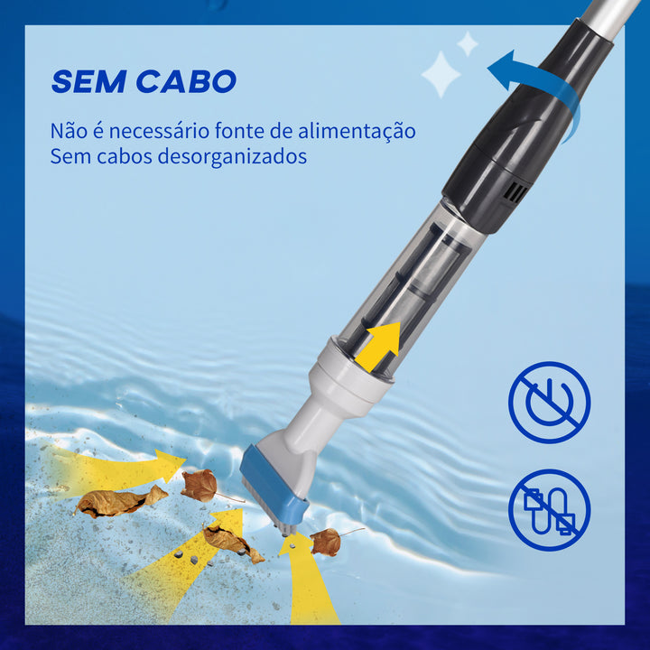 Limpador Elétrico para Piscinas de Alumínio Aspirador de Piscina Manual com Escova e Poste Telescópico de 3 Sessões Ø6x162 cm Multicor