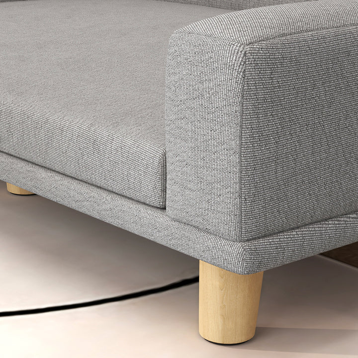 Sofá para Cães Cama Elevada para Cães Estofada com Almofada Lavável e Pés de Madeira de Pinho Carga Máxima 40 kg 98x67x25 cm Cinza