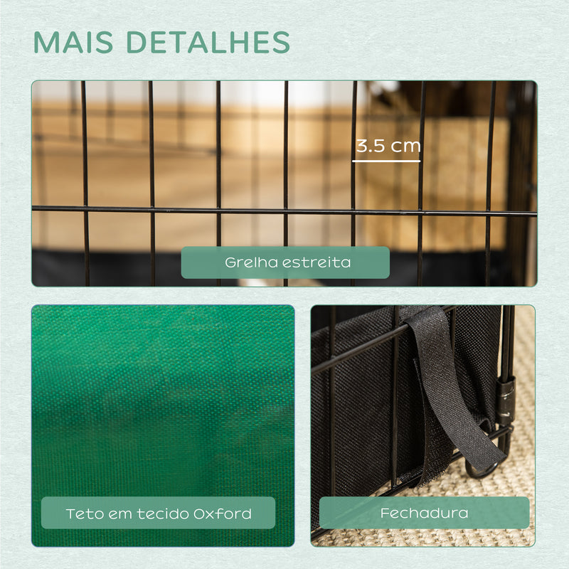 Gaiola para Animais Pequenos Parque para Animais de Estimação com 2 Portas Base com Tecido Oxford Impermeável e Toldo para Interior e Exterior 90x75x75 cm Preto e Verde