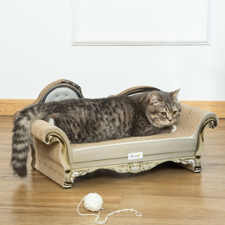 Arranhador para Gatos de Cartão Arranhador em Forma de Sofá 2 em 1 Arranhador para Gatos com Catnip para Interior 60x29,5x29 cm Bege