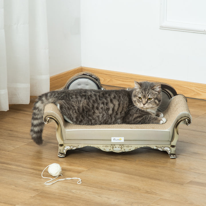 Arranhador para Gatos de Cartão Arranhador em Forma de Sofá 2 em 1 Arranhador para Gatos com Catnip para Interior 60x29,5x29 cm Bege