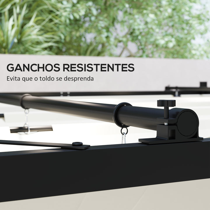 Pérgola de Jardim 3x3 m com Teto Retráctil e Acessório Magnético Pérgola de Jardim com Proteção UV30+ Colunas Metálicas e Ganchos Pérgola para Pátio, Terraço, Exterior Creme