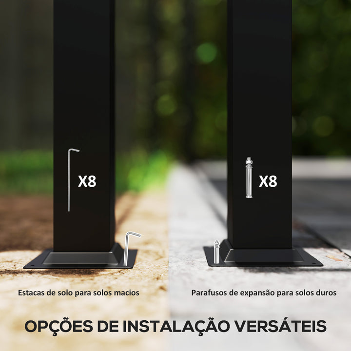 Pérgola de Jardim 3x3 m com Teto Retráctil e Acessório Magnético Pérgola de Jardim com Proteção UV30+ Colunas Metálicas e Ganchos Pérgola para Pátio, Terraço, Exterior Creme