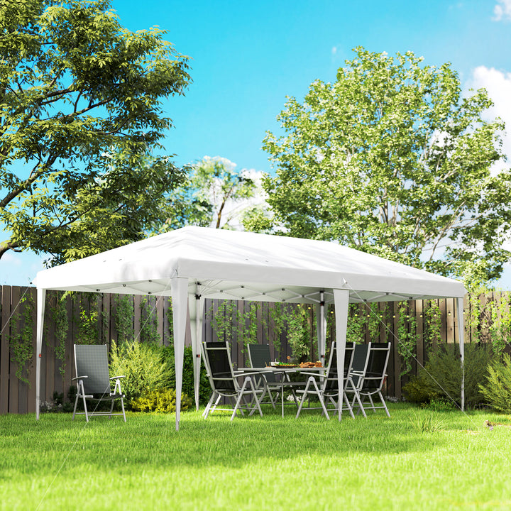 Tenda Dobrável 6x3 Tenda de Jardim Portátil com Bolsa de Transporte Tecido Oxford Estrutura de Aço para Exterior Festas Acampamento Branco