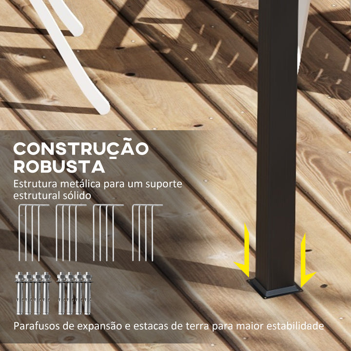 Pérgola de Jardim 3x3 m Pérgola para Exterior com Teto e Paredes Laterais Retráteis Estrutura Metálica Impermeável para Terraço Pátio Bege
