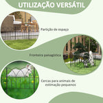 Cercas de Jardim 205x45,5 cm Conjunto de 5 Cercas Decorativas para Jardim de Metal Combinação Livre Barreira para Animais para Terraço Pátio Relva Preto