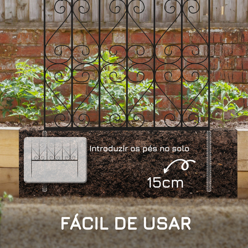 Conjunto de 2 Treliças de Jardim Suportes para Trepadeiras com Estrutura de Aço para Plantas Trepadeiras e Decoração Pátio Terraço 55x128 cm Preto