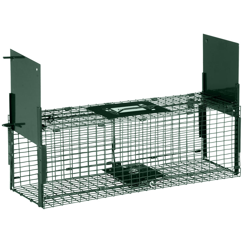 Armadilha para Animais Vivos 60x18x20 cm com Porta Gaiola de Captura com Alça de Transporte para Coelhos Raposas Pequenas Verde Escuro