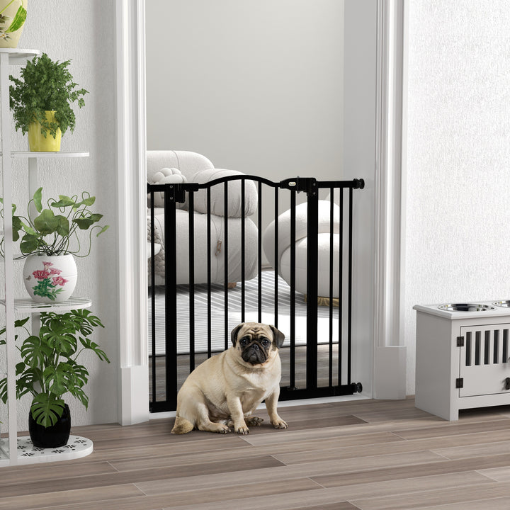 Barreira de Segurança para Cães Barreira com Largura Ajustável 74-80 cm Barreira para Cães com Extensão para Escadas e Portas Preto