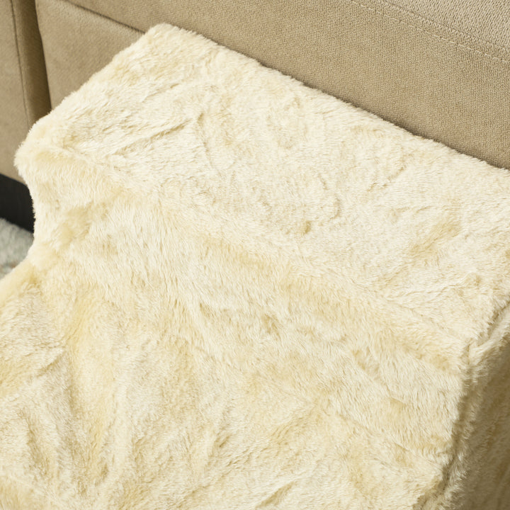 Escada para Cães de 3 Degraus Escada para Animais com Capa Removível e Lavável Rampa para Cães e Gatos para Cama Sofá, 46x35x35 cm Bege