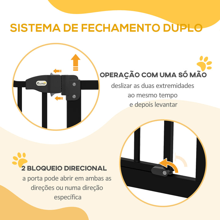 Barreira de Segurança para Cães Barreira com Largura Ajustável 74-100 cm Barreira para Cães com Extensões para Escadas e Portas Preto