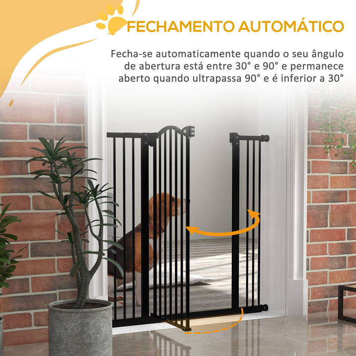 Barreira de Segurança para Cães Barreira com Largura Ajustável 74-100 cm Barreira para Cães com Extensões para Escadas e Portas Preto