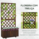 Floreira com Treliça de Madeira Maciça Caixa de Plantio com Suporte para Plantas Trepadeiras para Cultivo de Plantas Flores 72,5x31,5x149,5 cm Marrom