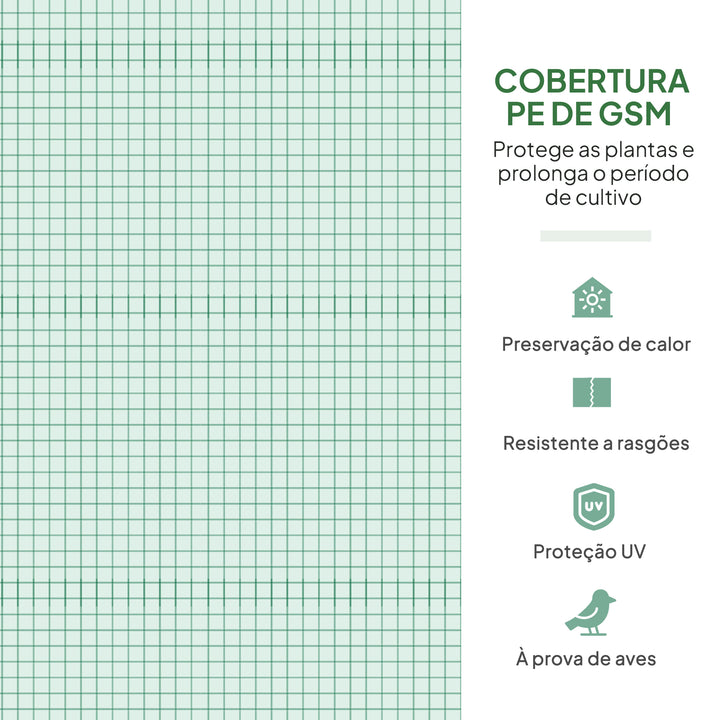 Estufa Tipo Túnel 347x300x200 cm Estufa de Jardim com Porta Enrolável 6 Janelas Cobertura PE 140g/m² Estrutura de Aço Galvanizado para Cultivos Plantas Flores Verde