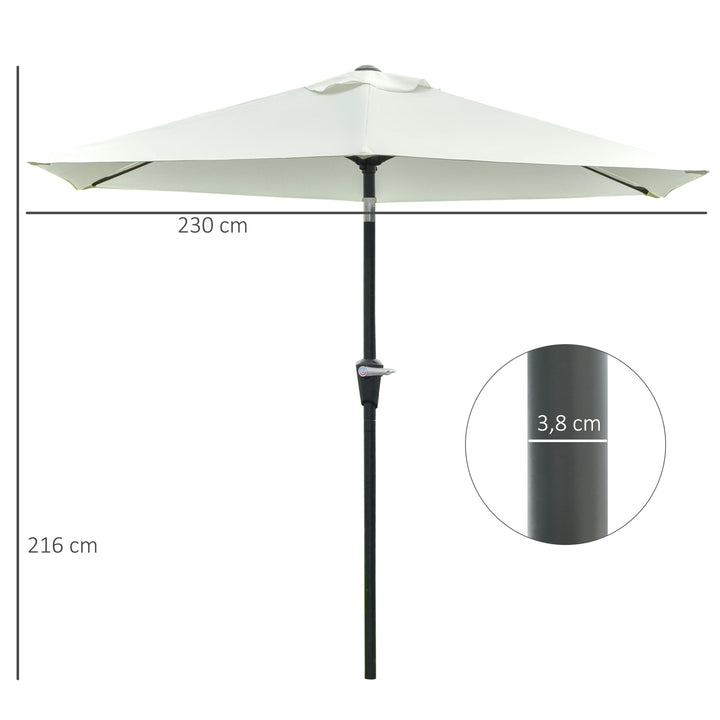 Chapéu de Sol de Jardim Ø230x216 cm Chapéu de Sol de Terraço com Teto Ajustável Abertura Manual Impermeável para Pátio Piscina Praia Creme