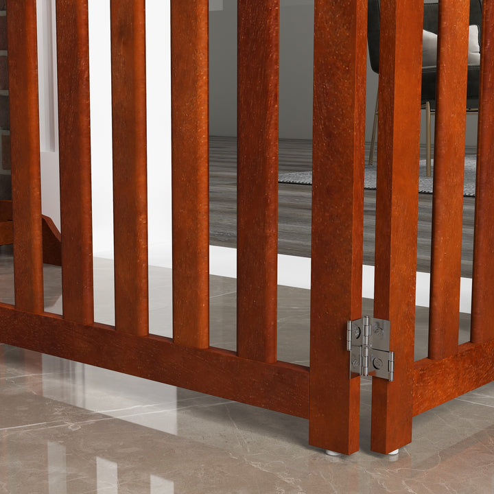Barreira de Segurança para Cães Dobrável para Escadas e Portas Barreira para Cães Pequenos com 4 Painéis com Suporte de Pé para Interior 205x30x60 cm Madeira