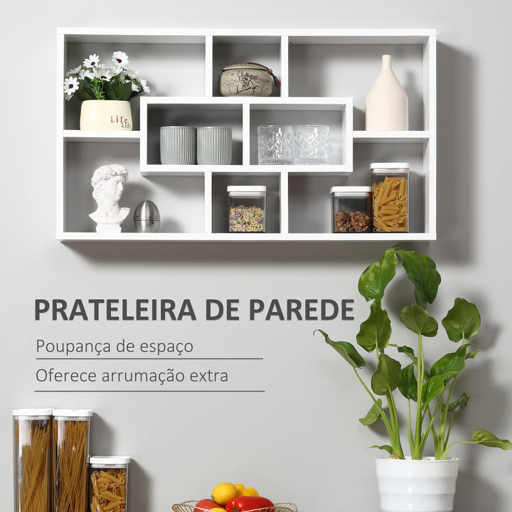 Decorativa Prateleira Conjunto de 8 Prateleiras Prateleiras de Livros Prateleiras Flutuantes Cubos Modernos 85x14.5x47.5 cm de carga 20 kg De Madeira