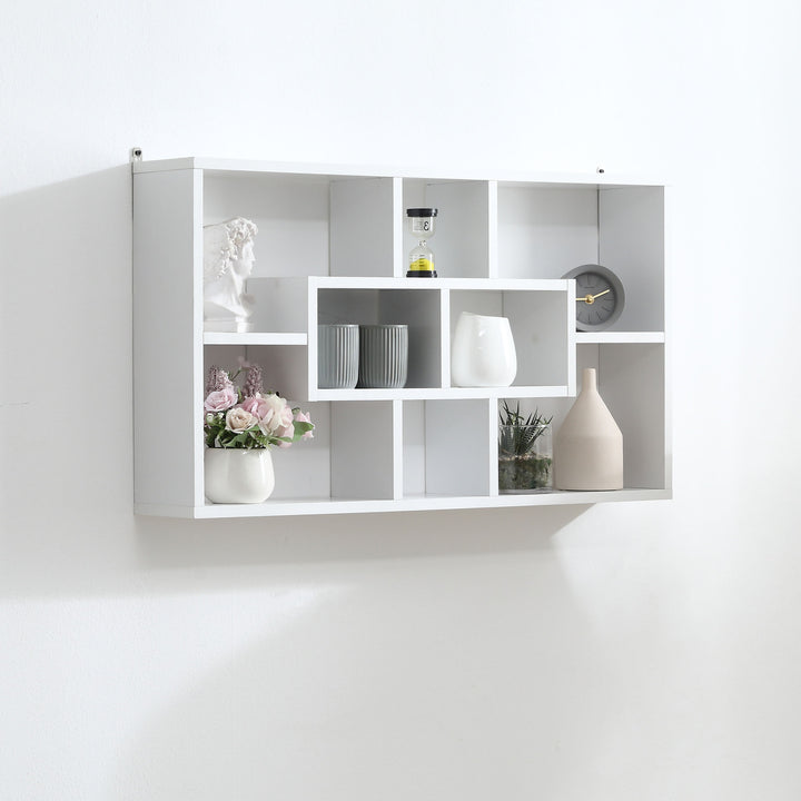 Decorativa Prateleira Conjunto de 8 Prateleiras Prateleiras de Livros Prateleiras Flutuantes Cubos Modernos 85x14.5x47.5 cm de carga 20 kg De Madeira