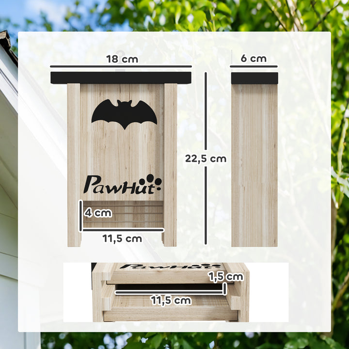 Conjunto de 3 Refúgios para Morcegos Caixas de Madeira para Exterior, Jardim Horta ou Quinta com Plataforma de Aterragem e Fácil de Pendurar 18x6x22,5 cm