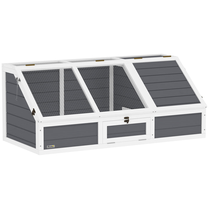 Casa para Tartarugas em Madeira Terrário para Répteis sem Base com Tampas Articuladas Porta Frontal com Pestilhas de Segurança 120x55x50 cm Cinza Claro