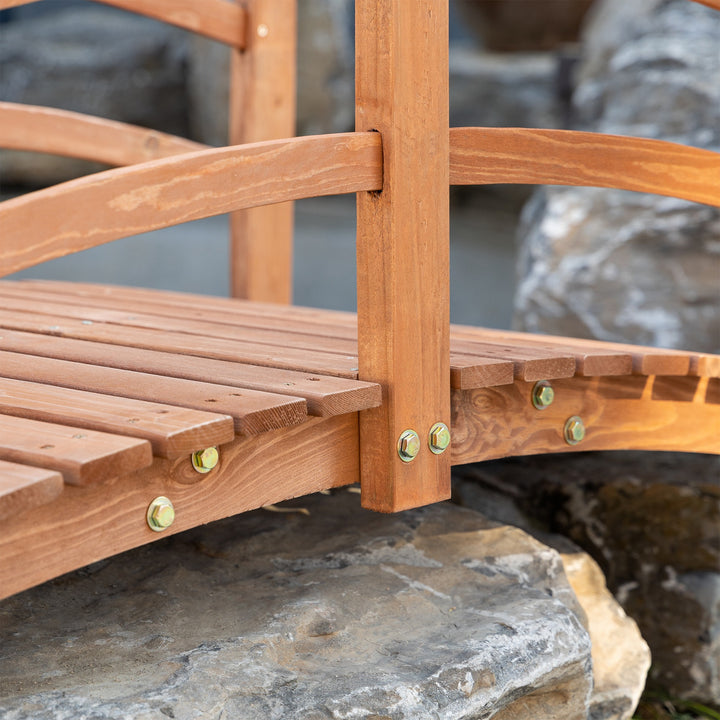 Ponte de Madeira com Corrimão Ponte de Jardim para Decoração para Pátio Carga Máxima 200 kg 185x72x58 cm Madeira