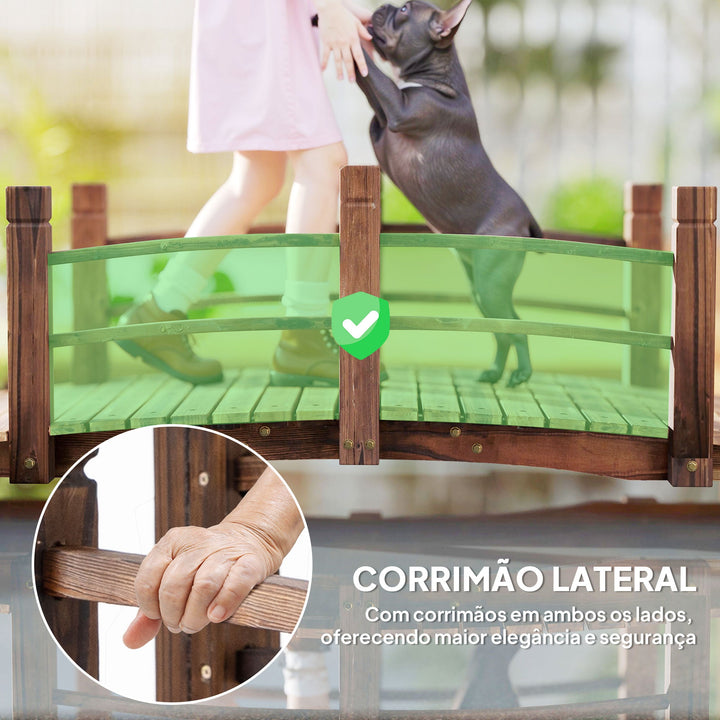 Ponte de Jardim de Madeira com Corrimão Ponte para Lago 181 kg Ponte Decorativa para Pátio 152,5x67x48 cm Madeira Carbonizada