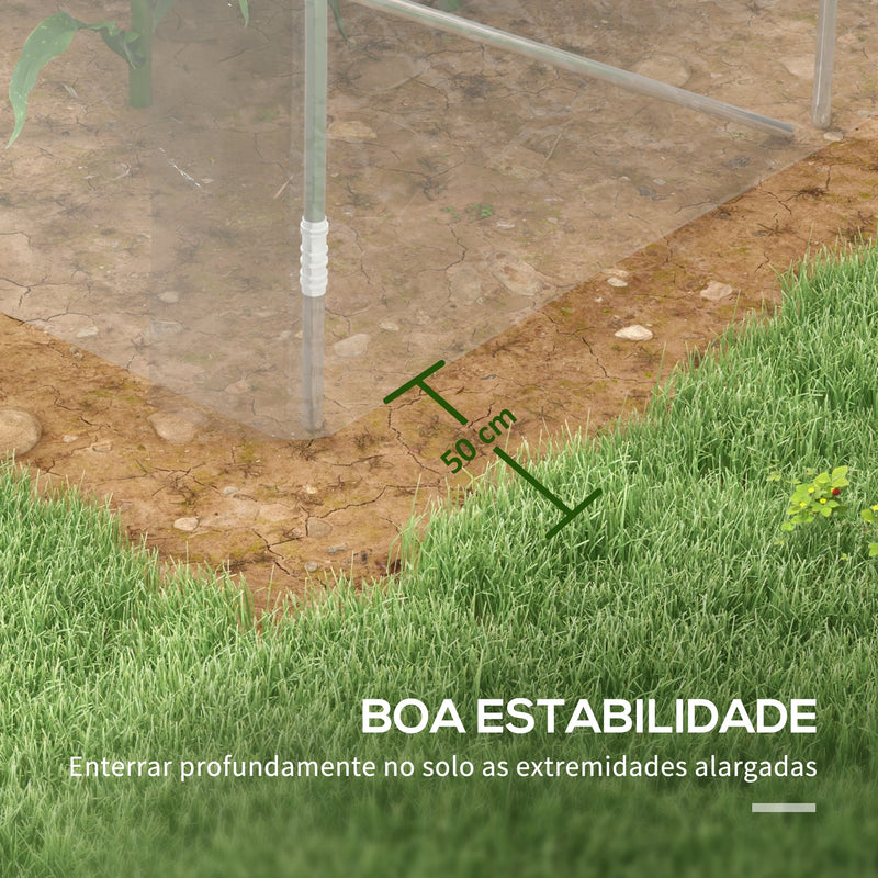 Estufa de Túnel 4x3x2 m Estufa de Jardim com 2 Portas Estufa para Horticultura com Teto Arredondado para Cultivo de Plantas e Flores Transparente