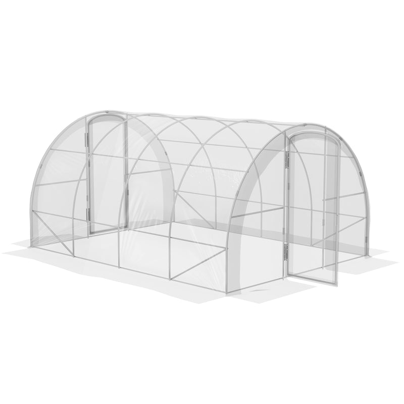 Estufa de Túnel 4x3x2 m Estufa de Jardim com 2 Portas Estufa para Horticultura com Teto Arredondado para Cultivo de Plantas e Flores Transparente