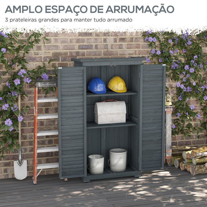 Armário de Madeira 0,31 m² 87x46,5x160 cm Armário Exterior de Madeira com 2 Portas e 2 Prateleiras Interior Madeira