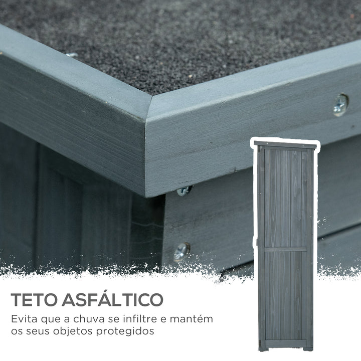 Armário de Madeira 0,31 m² 87x46,5x160 cm Armário Exterior de Madeira com 2 Portas e 2 Prateleiras Interior Madeira