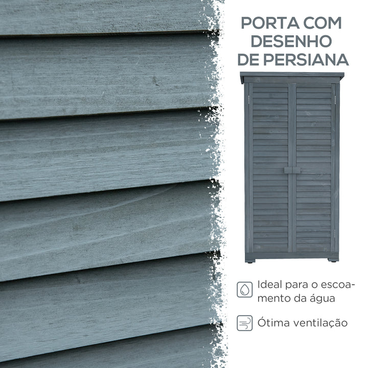 Armário de Madeira 0,31 m² 87x46,5x160 cm Armário Exterior de Madeira com 2 Portas e 2 Prateleiras Interior Madeira