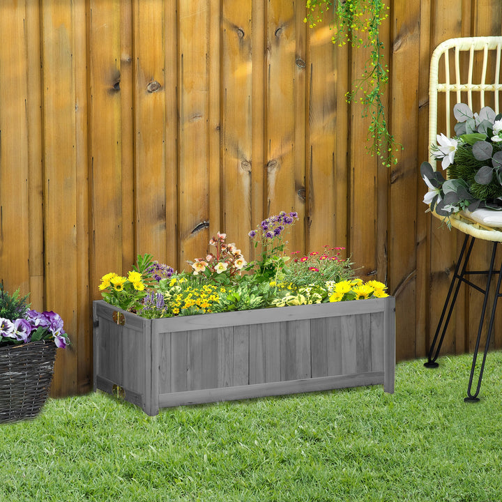 Floreira de Madeira Dobrável Floreira Elevada para Cultivo de Vegetais e Flores no Exterior Pátio Varanda Terraço 70x30x25 cm Cinzento