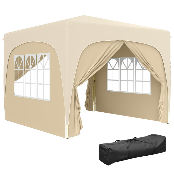Tenda Dobrável Tenda 3x3 m com Painéis Laterais UPF50+ Tenda de Jardim com Altura Ajustável e Bolsa de Transporte para Campismo Festas Pátio Areia