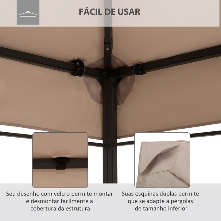 Toldo de Substituição 4x3m para Pérgola de Jardim 2 Níveis Respirável com 10 Orifícios de Drenagem Cobertura de Substituição de Pérgola Exterior Creme